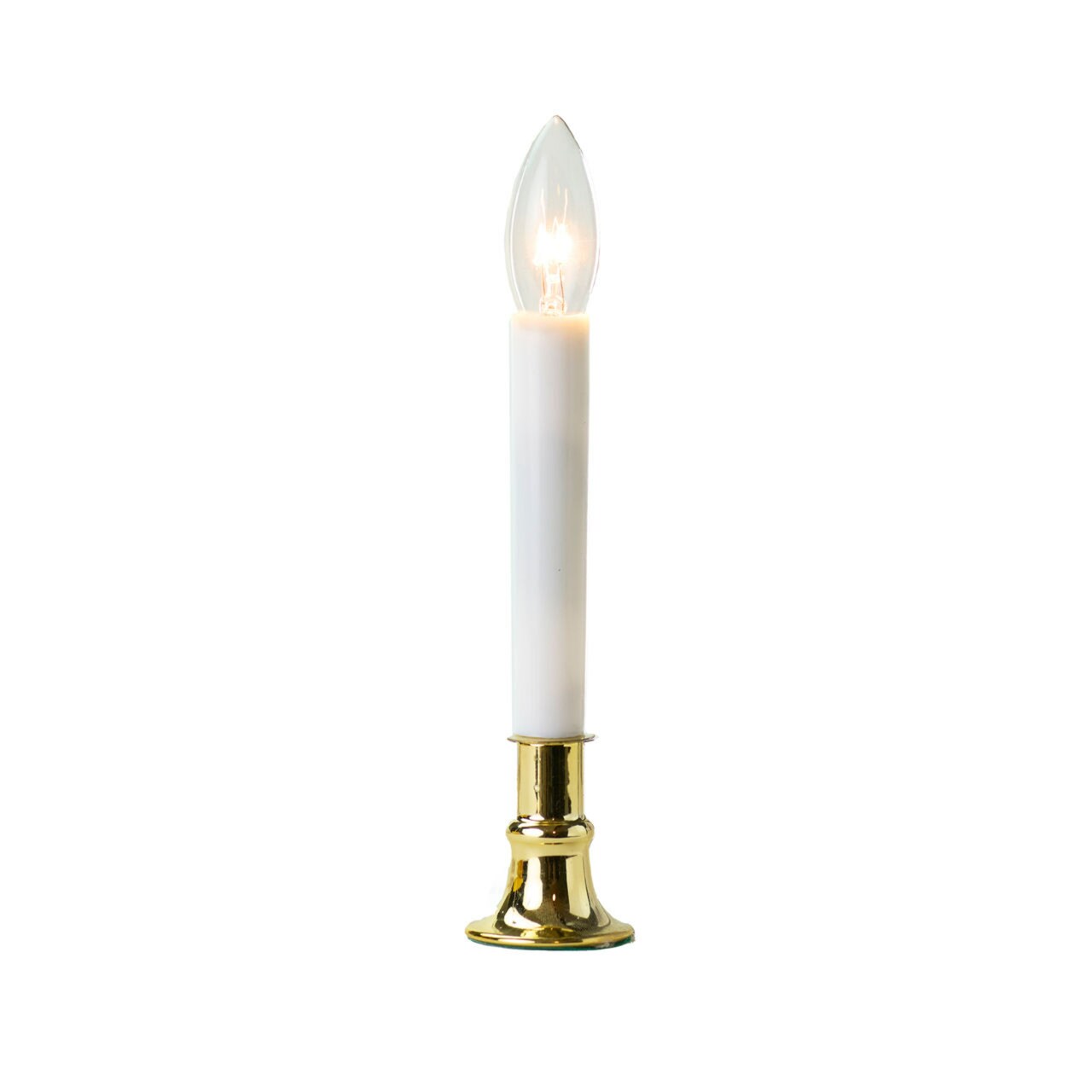 CC Christmas Decor Lighted Window Candles with Brass Base - 9" - Set of 4